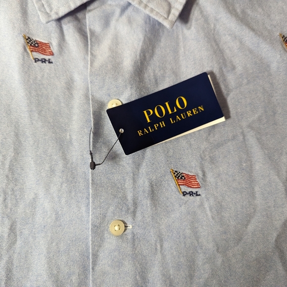 NEW- Polo Ralph Lauren Americana Flag Button Front Shirt Cotton Blue - Picture 6 of 9